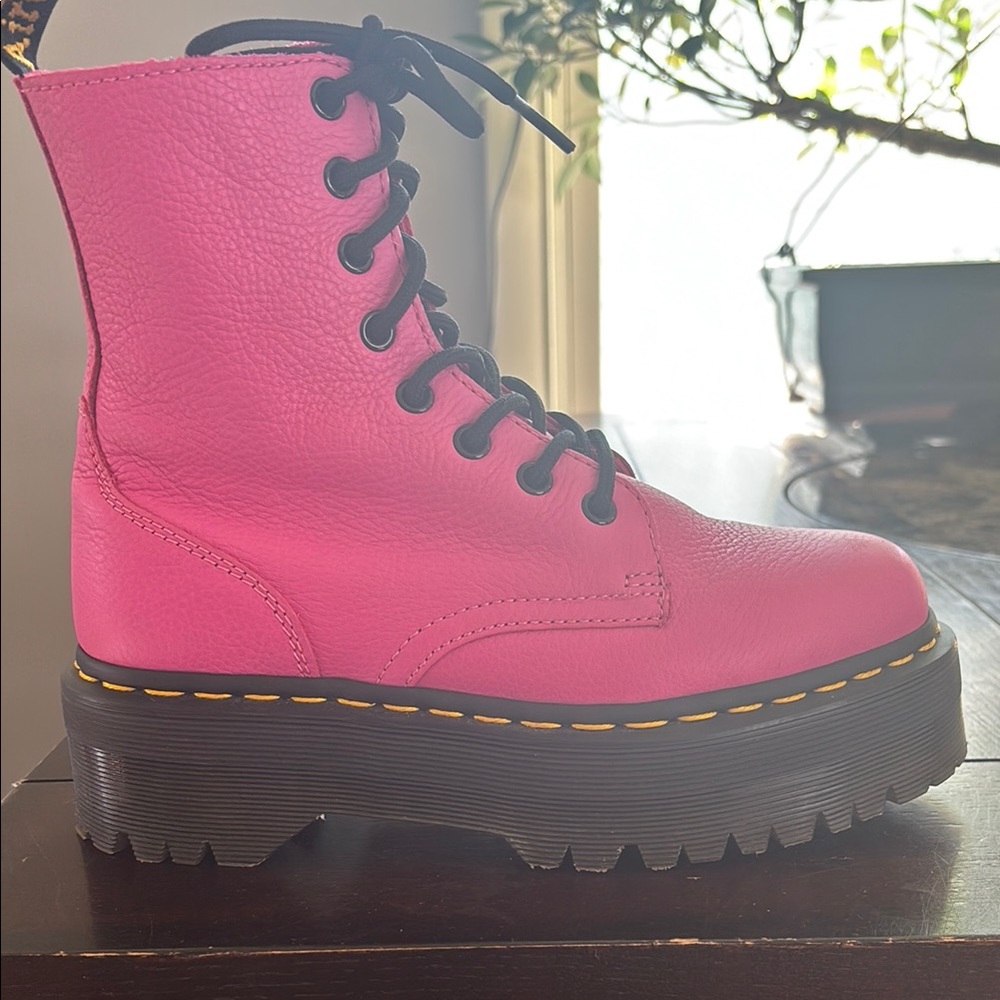 Dr. Martens Pink Leather Women's Boots jadon platform boot - Picture 7 of 15